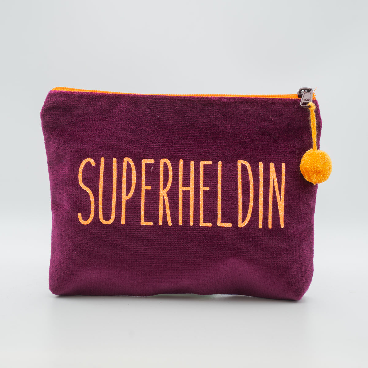 Samt-Kosmetiktasche medium "Superheldin"