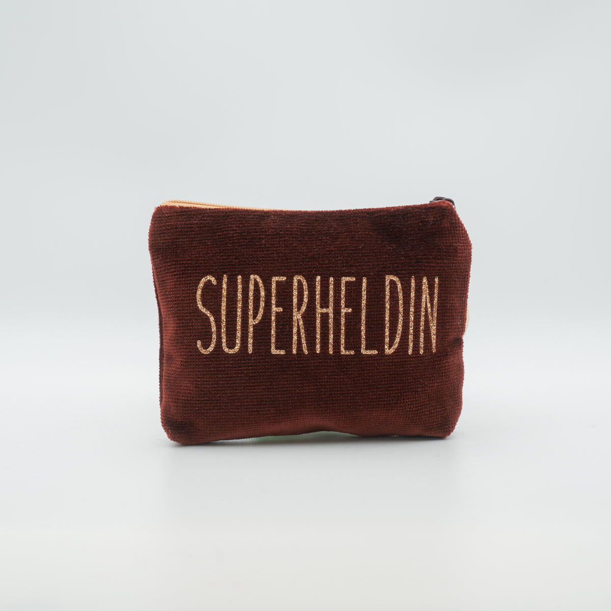 Samt-Kosmetiktasche mini "Superheldin"