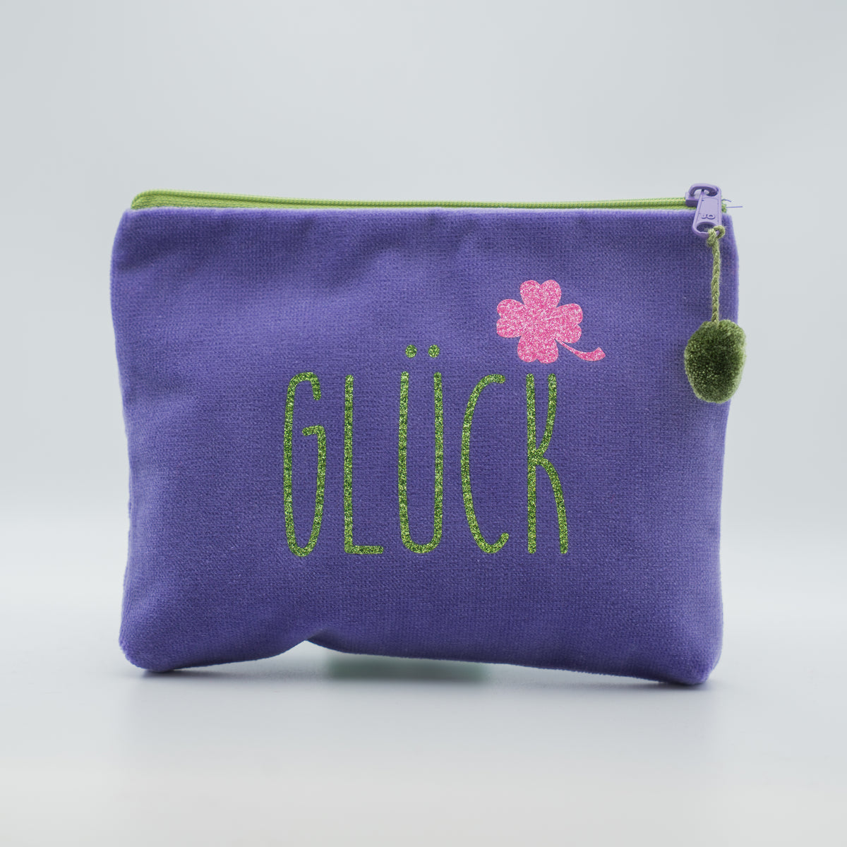 Samt-Kosmetiktasche medium "Glück"