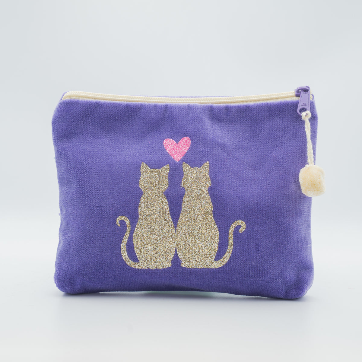 Samt-Kosmetiktasche medium "Katzenpaar"