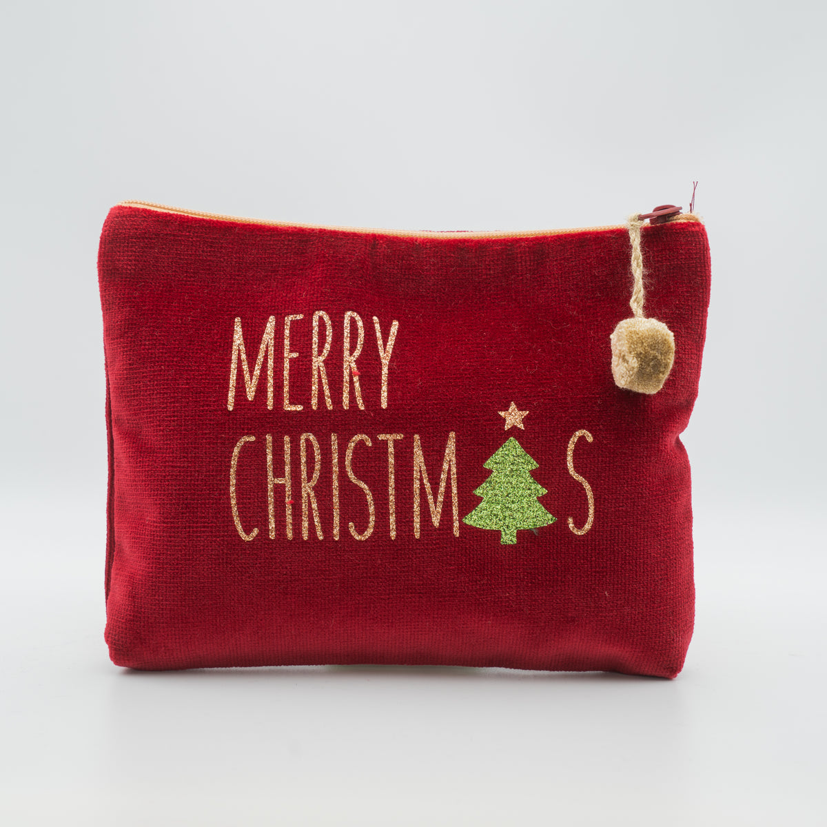 Samt-Kosmetiktasche medium "Merry Xmas"