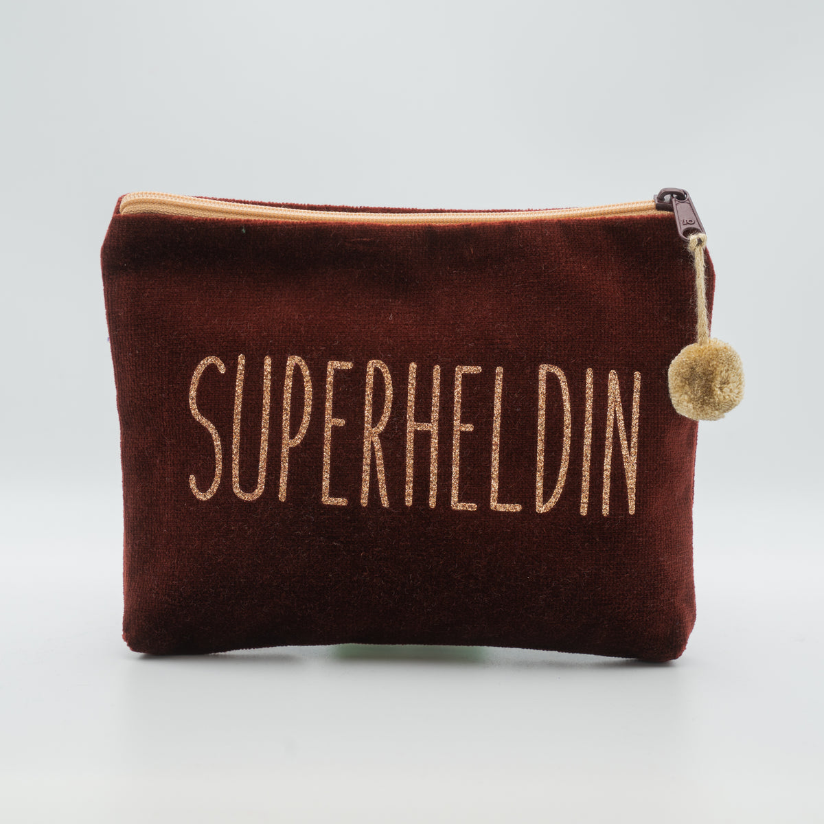 Samt-Kosmetiktasche medium "Superheldin"