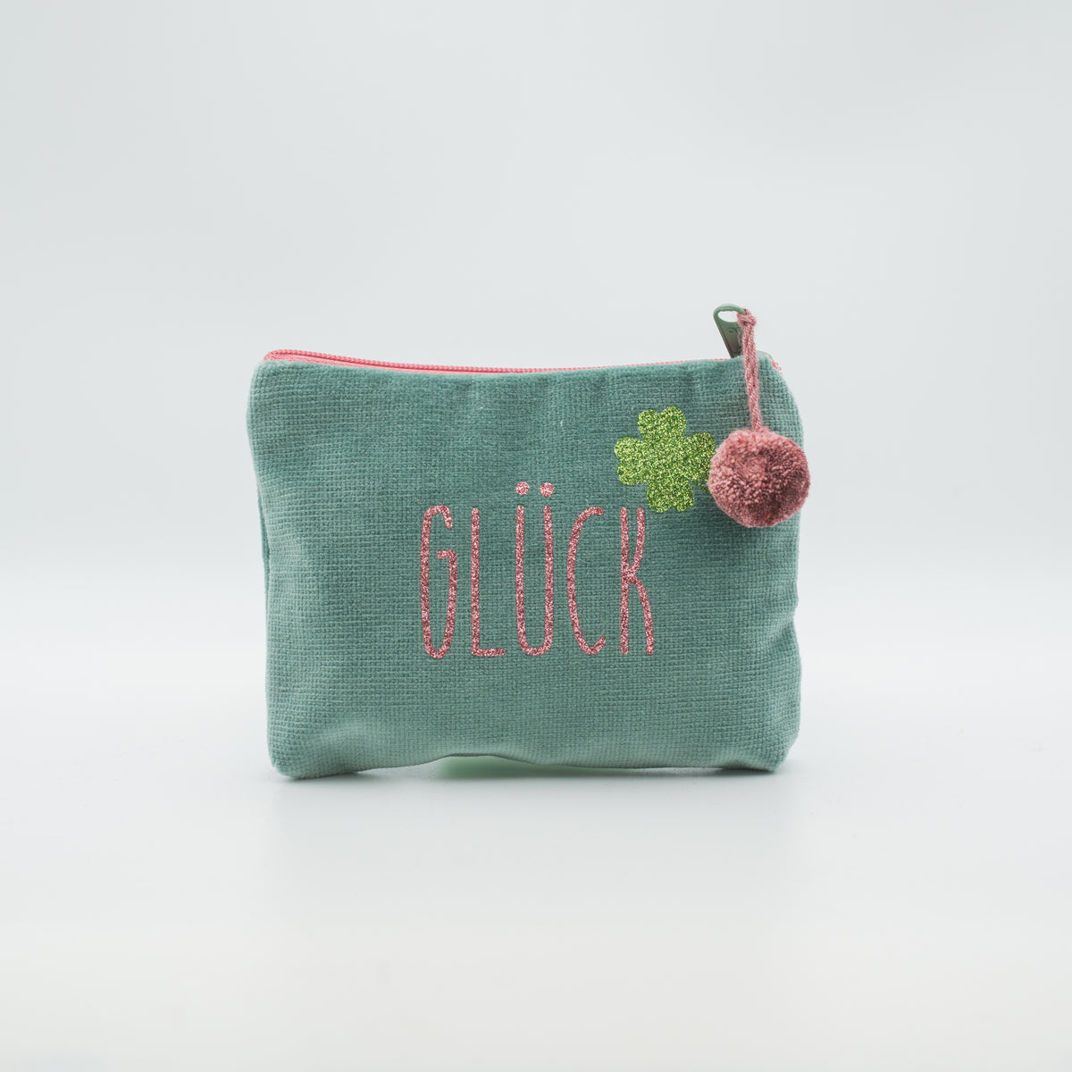 Samt-Kosmetiktasche mini "Glück"