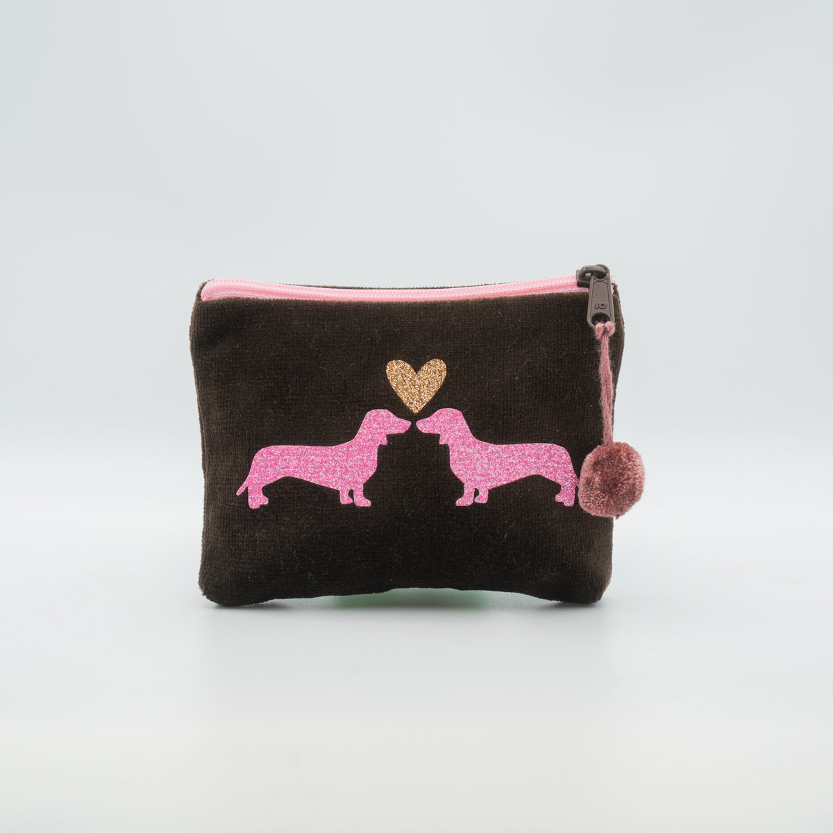 Samt-Kosmetiktasche mini "Dackelpaar"