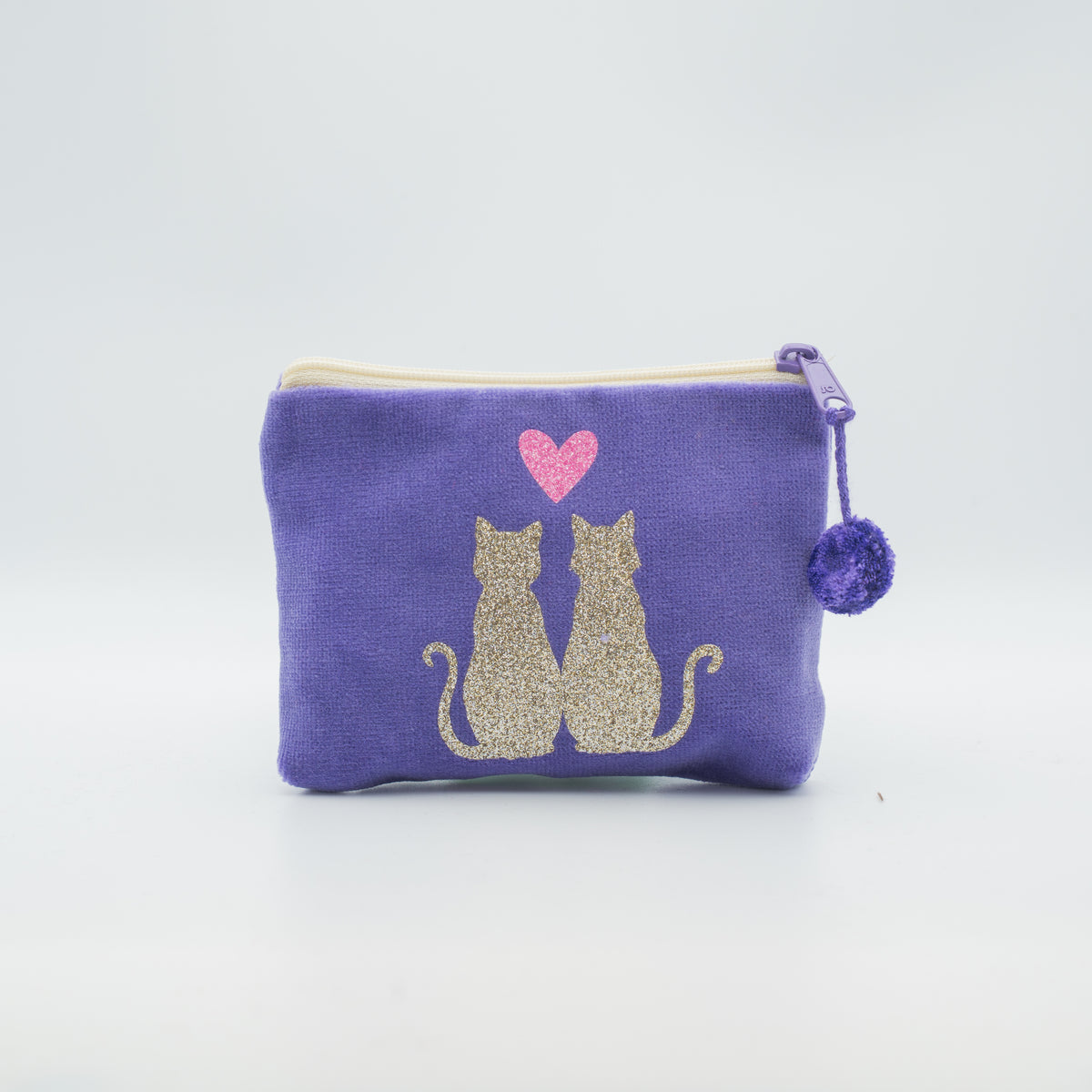 Samt-Kosmetiktasche mini "Katzenpaar"