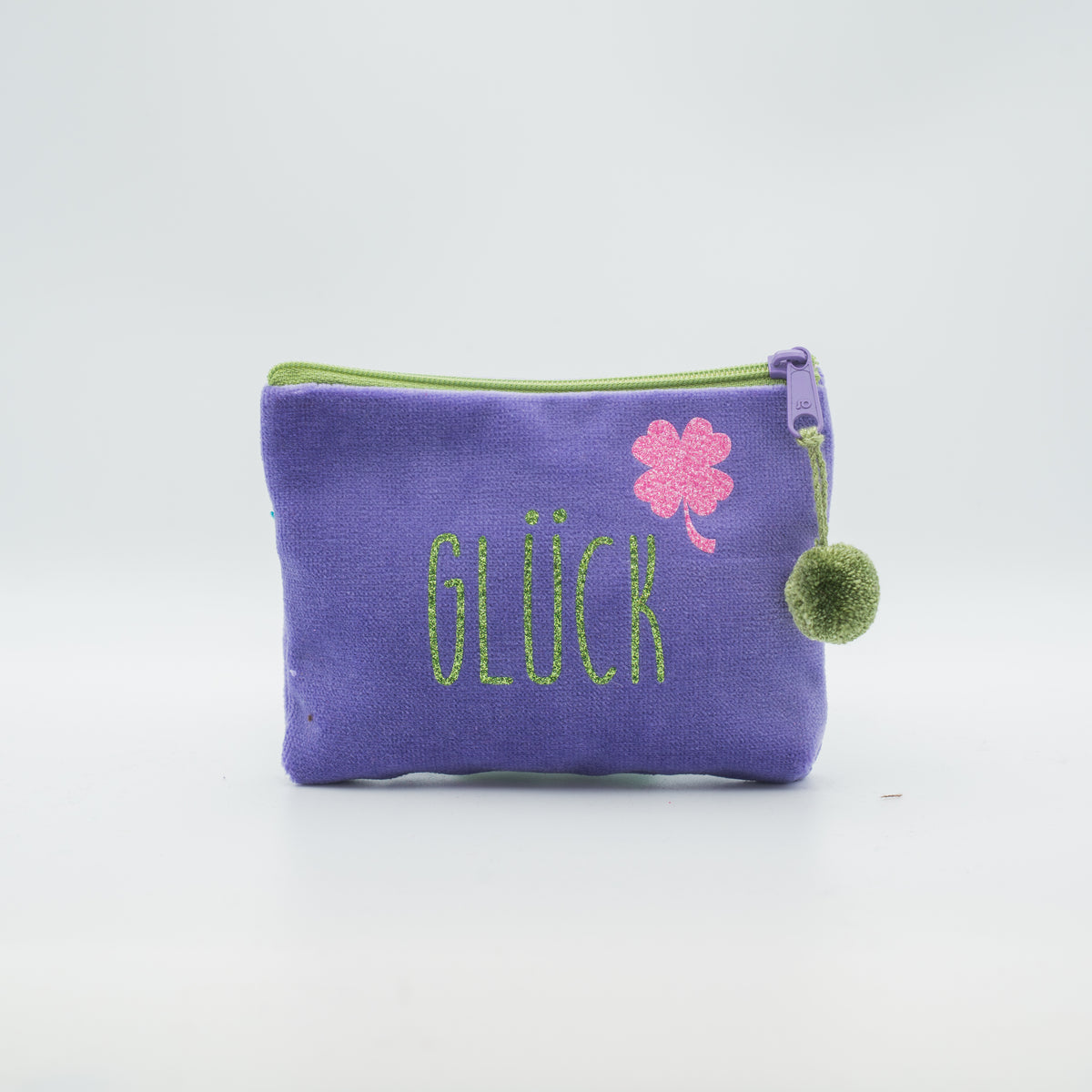 Samt-Kosmetiktasche mini "Glück"