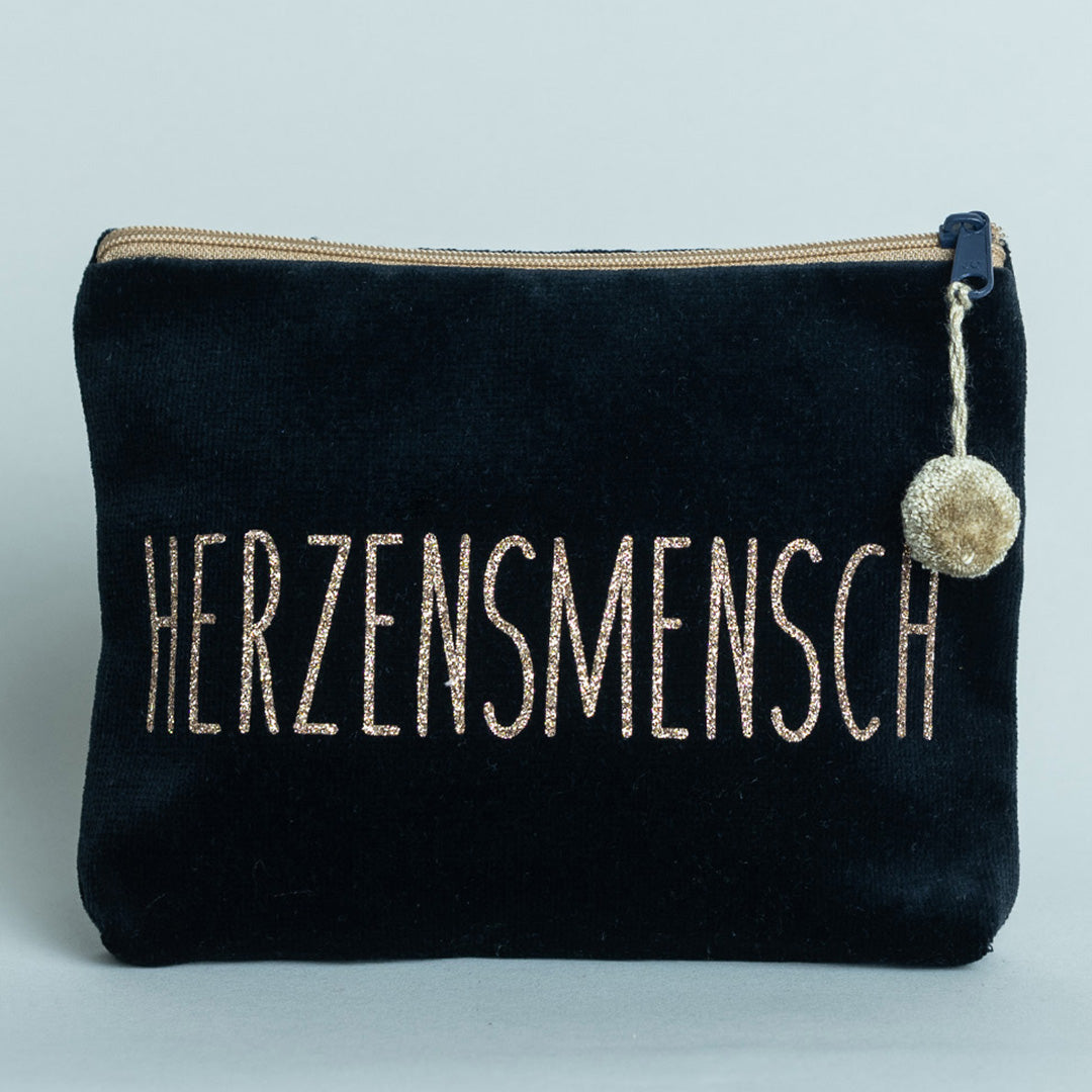 Samt-Kosmetiktasche medium "Herzensmensch"